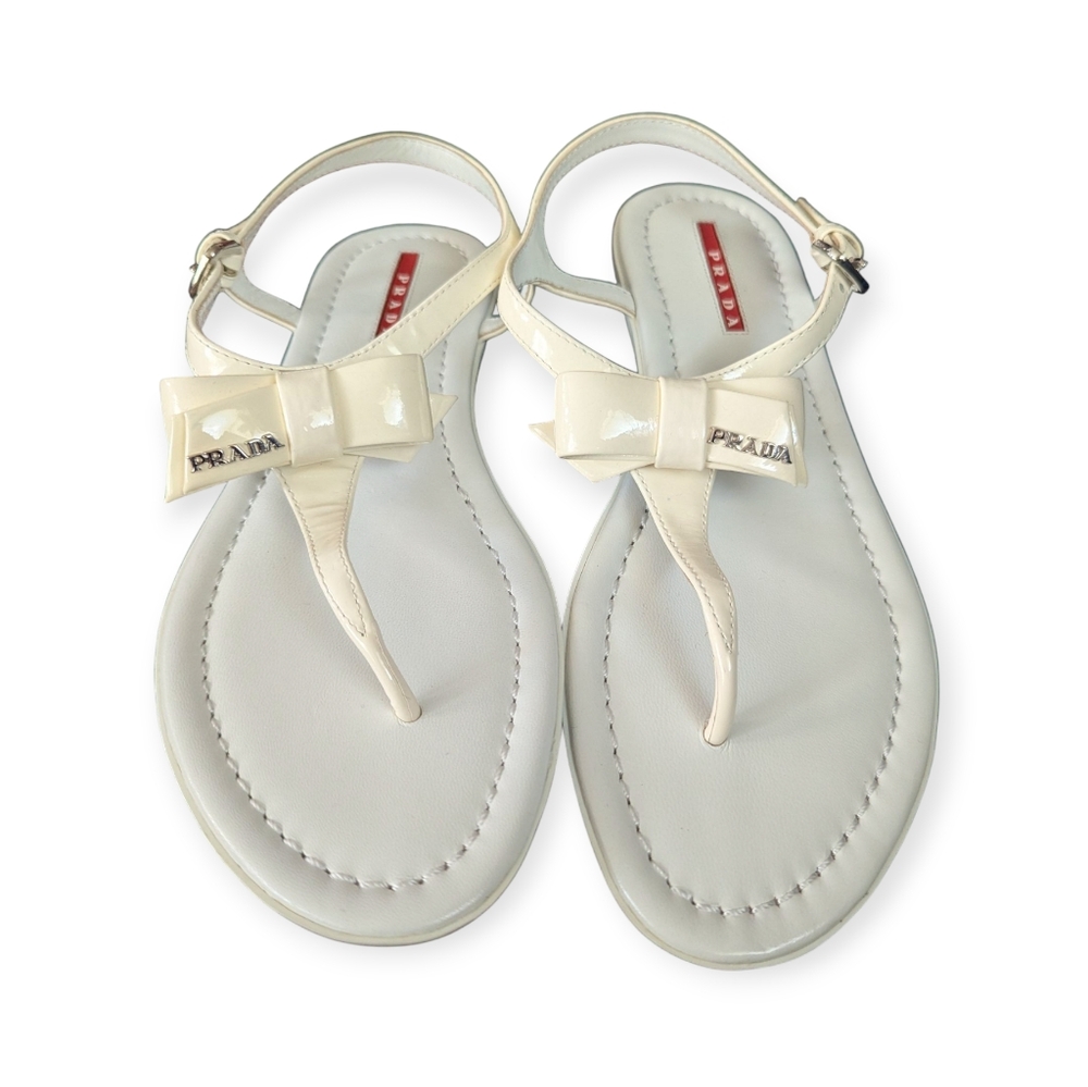 Prada Women's Cream Sandals Size 38 Authentic